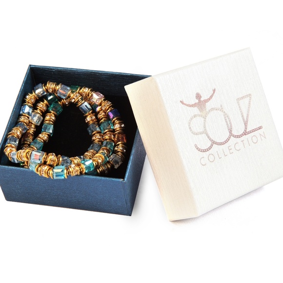 3 Sets of Crystal Multicolor Glass Cube Bracelet - Picture 5 of 6